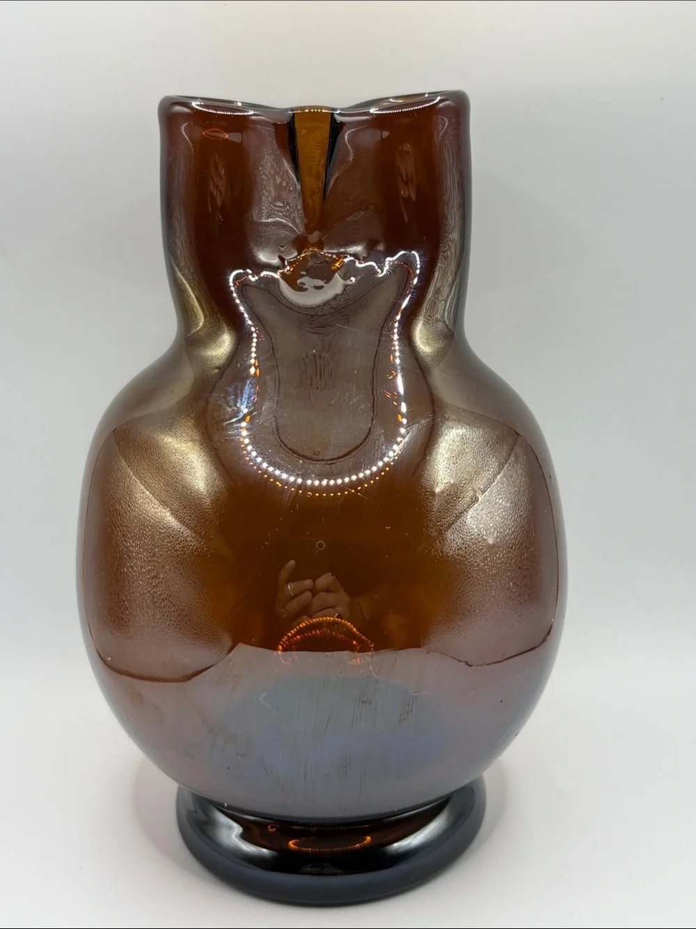 1974 Lukian Quebec Mid Century Modern Art Glass Pinched Mouth Bulbous Vase